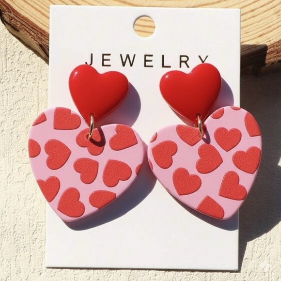 NASHY Jewelry - Sweetheart Duo Dangle — Handmade Earrings — Hypoallergenic — Red